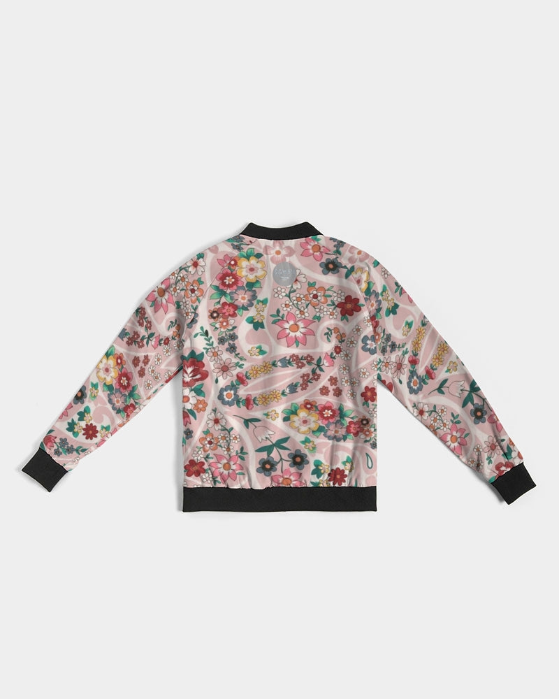 Pink abstract Pretty Sisters Women's All-Over Print Bomber Jacket