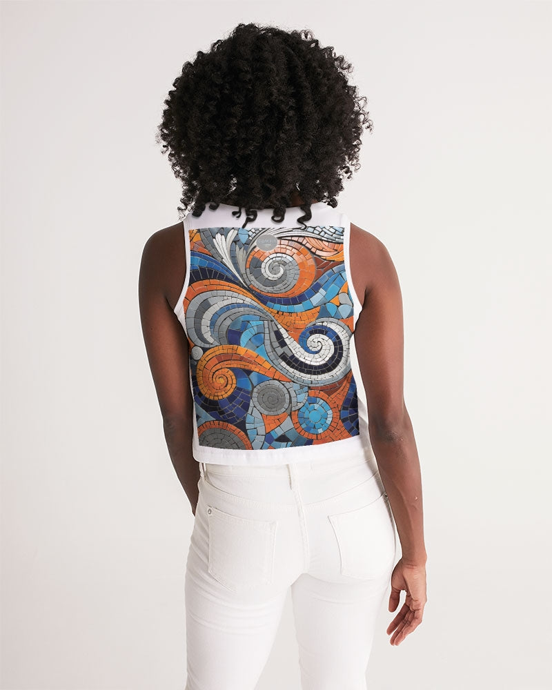 Beautiful Mosaic White Sister  Women's All-Over Print Cropped Tank