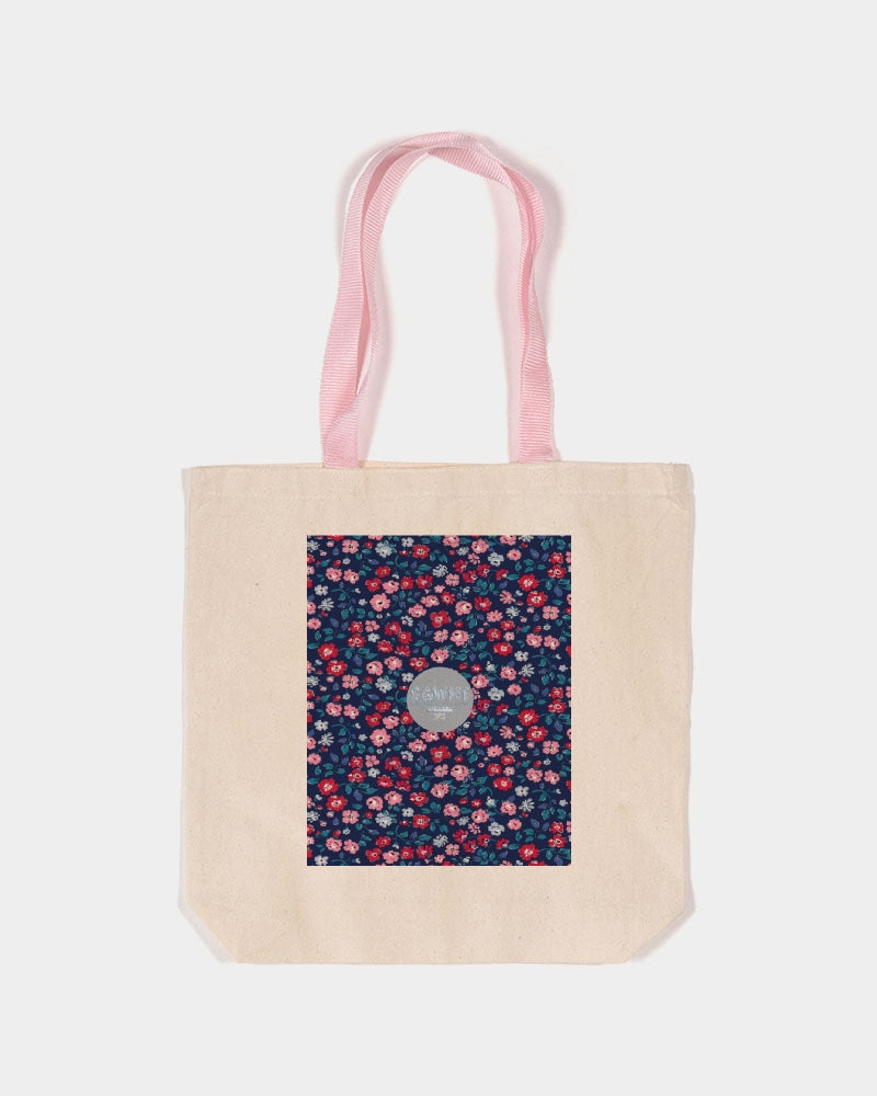 Midnight blue pretty glance.  Canvas Tote with Contrast-Color Handles | Q-Tees