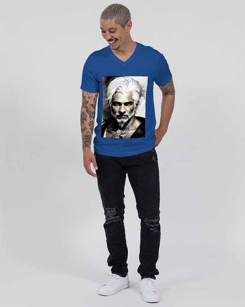 Handsome Silver grey Indian ink Portrait Unisex Jersey V-Neck Tee | Bella + Canvas