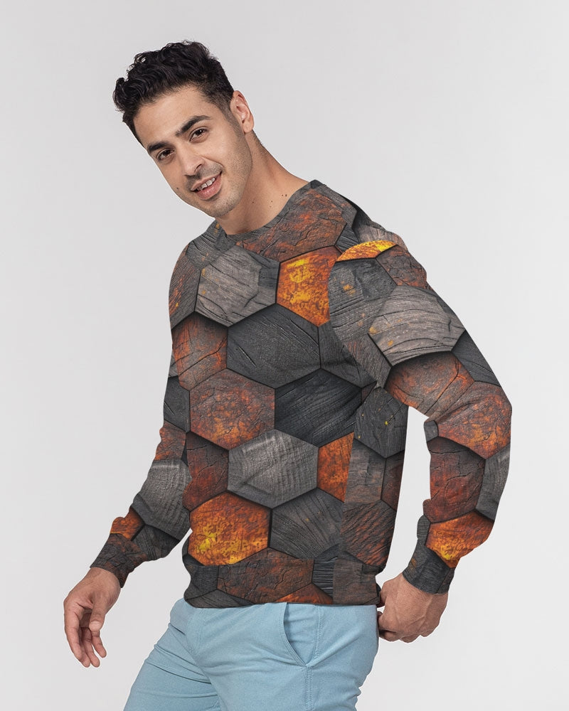 Cool stone hexagon patten 3D Men's All-Over Print Classic French Terry Crewneck Pullover