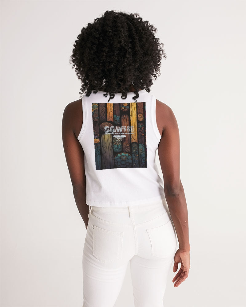 South Asian silver grey white hair sisters portrait [3] Women's All-Over Print Cropped Tank