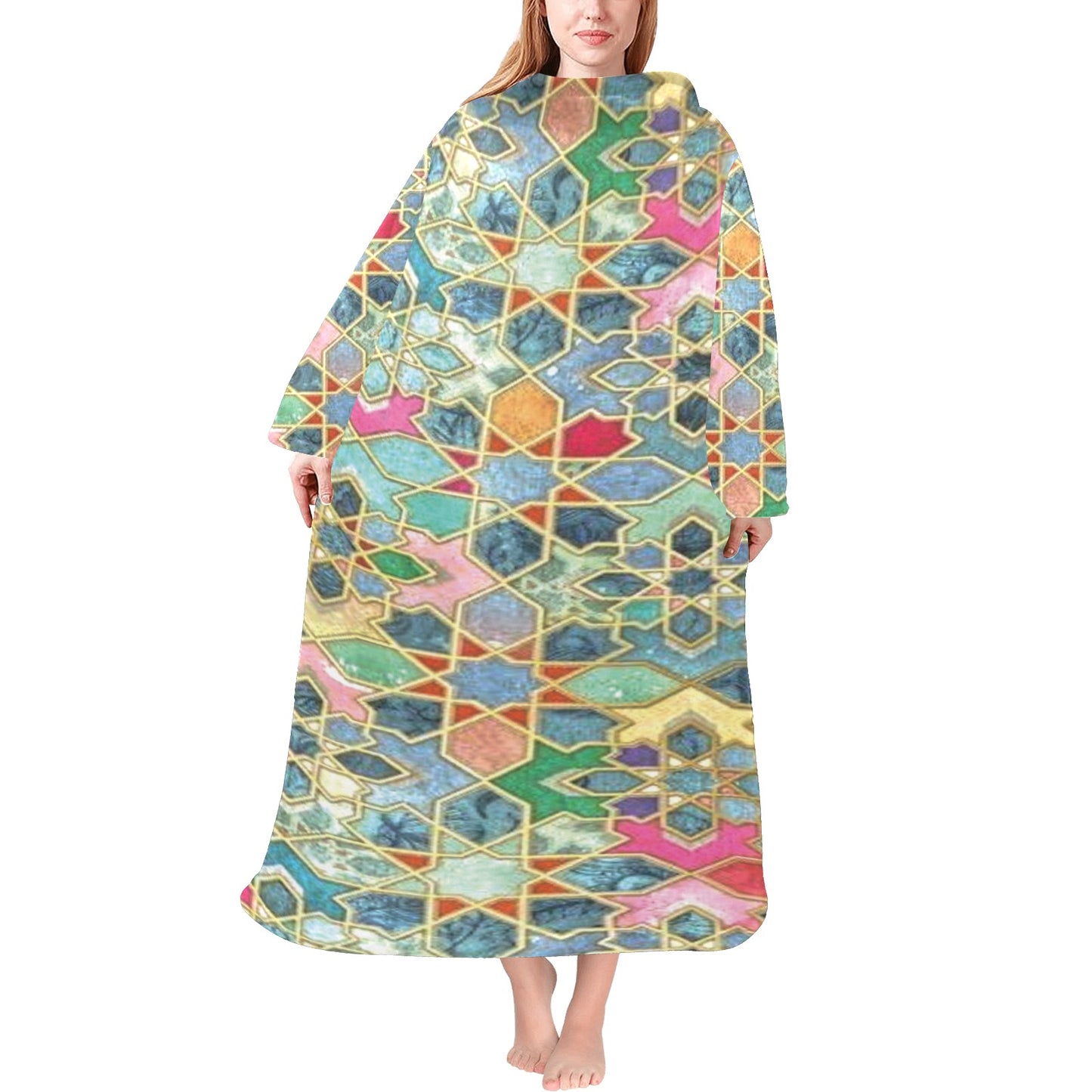 Blanket Robe with Sleeves for Adults