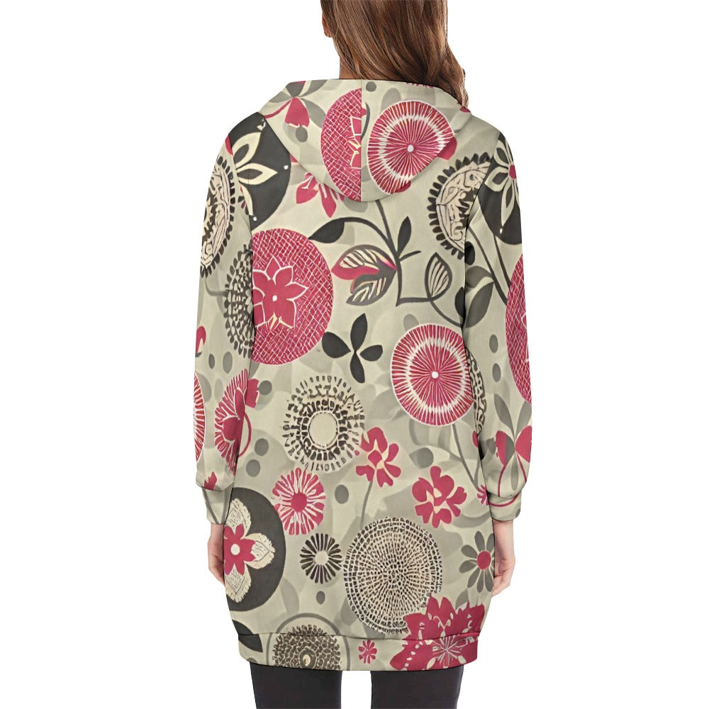 Women's full print long Hoodie