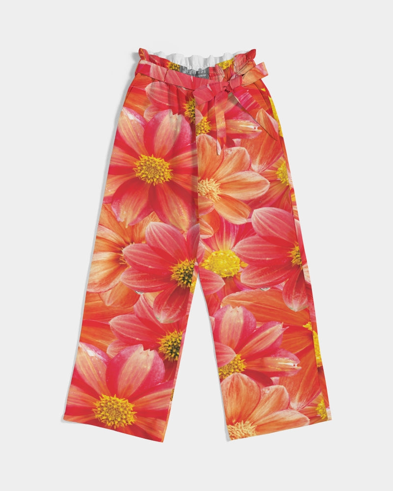 Beautiful blood orange flower design Women's All-Over Print High-Rise Wide Leg Pants