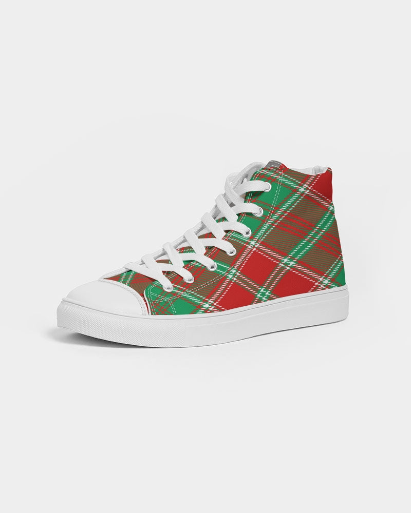 Red & Green cross pattern Men's Hightop Canvas Shoe