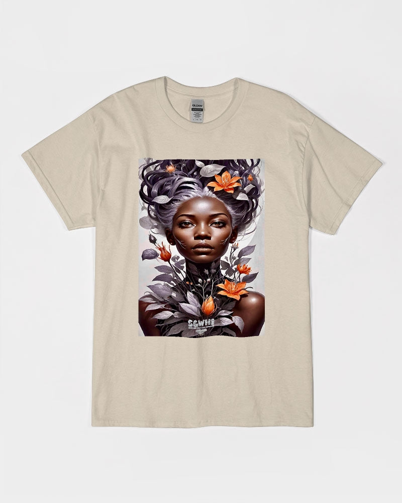 Beautiful black silver grey hair blossom women Unisex Ultra Cotton T-Shirt | Gildan