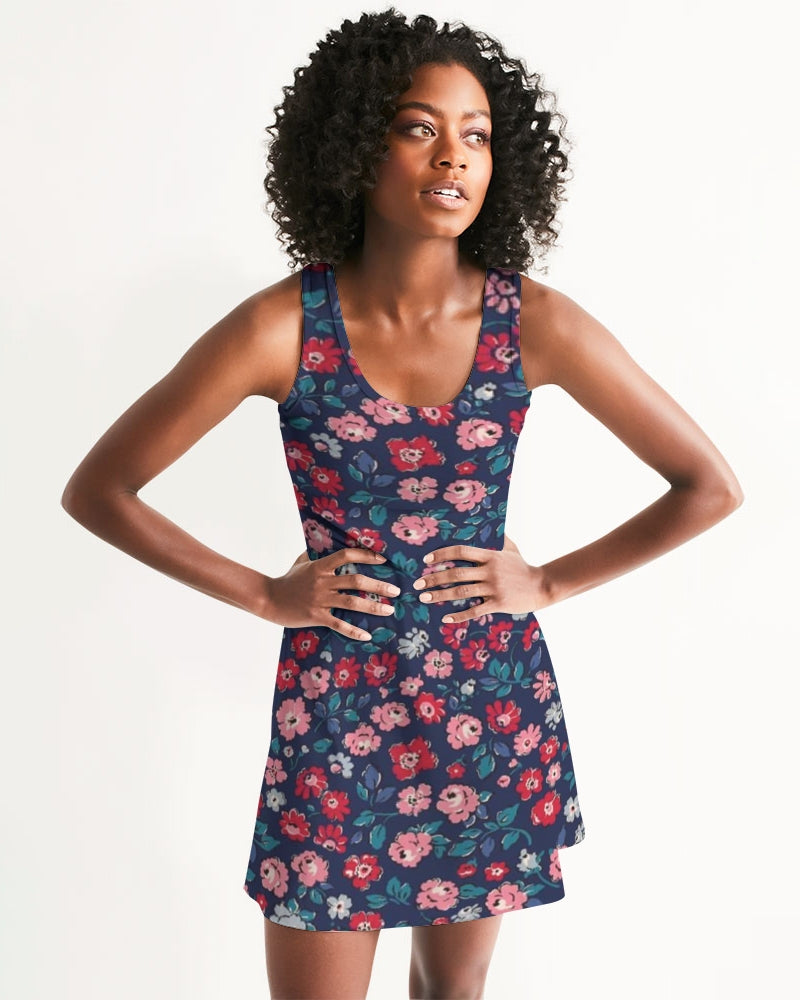 Midnight blue pretty glance.  Women's All-Over Print Racerback Dress