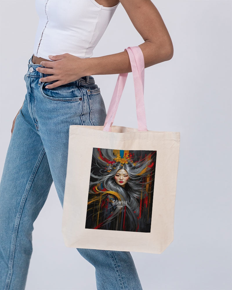 Asian collection [Part 1] Canvas Tote with Contrast-Color Handles | Q-Tees