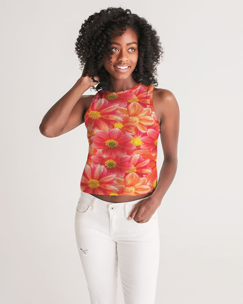 Beautiful blood orange flower design Women's All-Over Print Cropped Tank