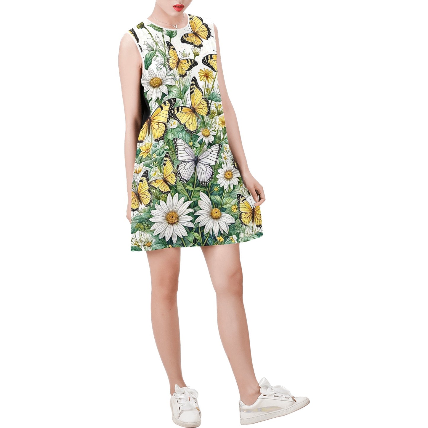 Sleeveless Round Neck Shift Dress (Model D51)