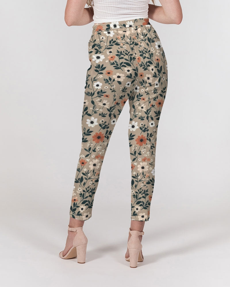 Busy and pretty Women's All-Over Print Belted Tapered Pants