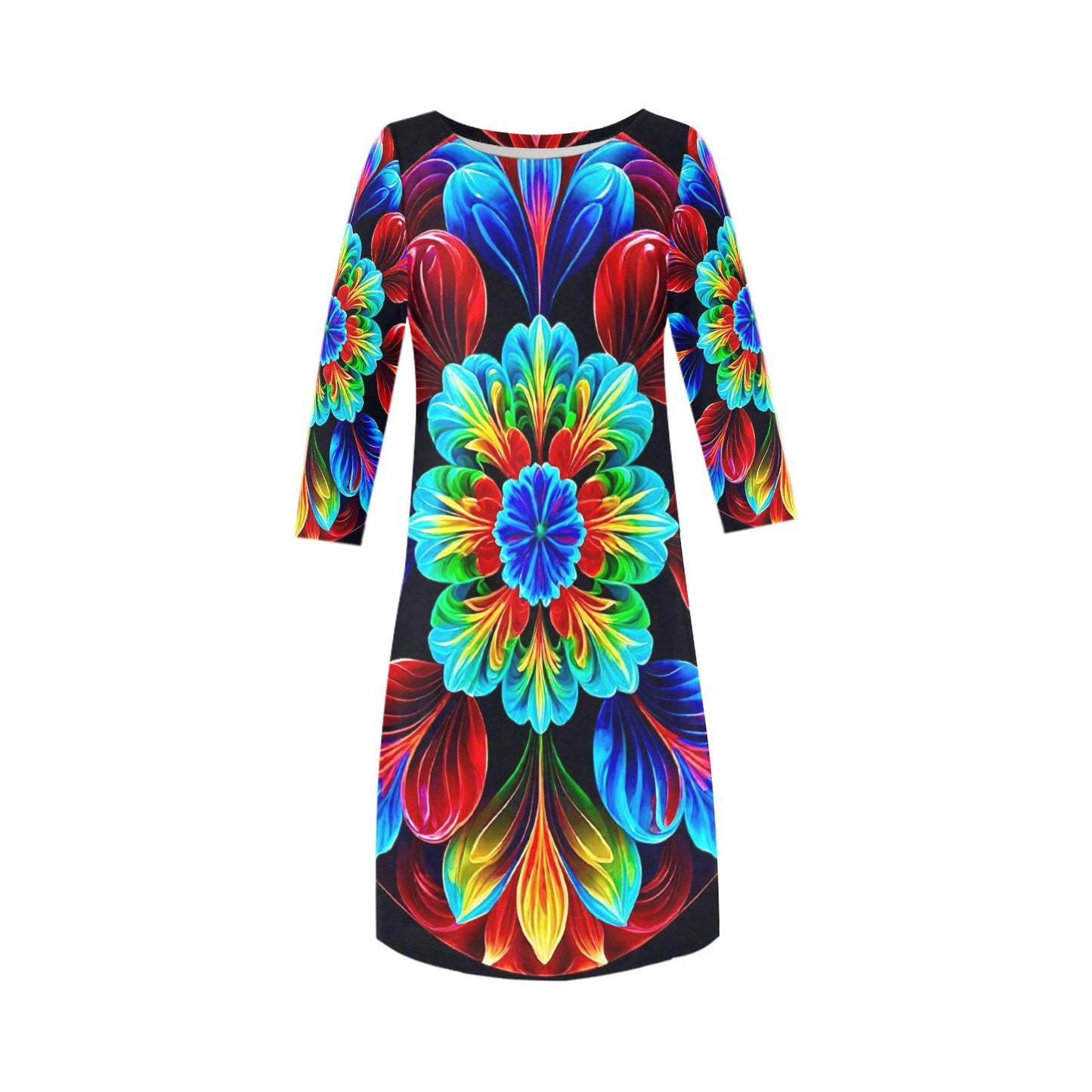 Women's Loose Round Neck Dress (Model D22)