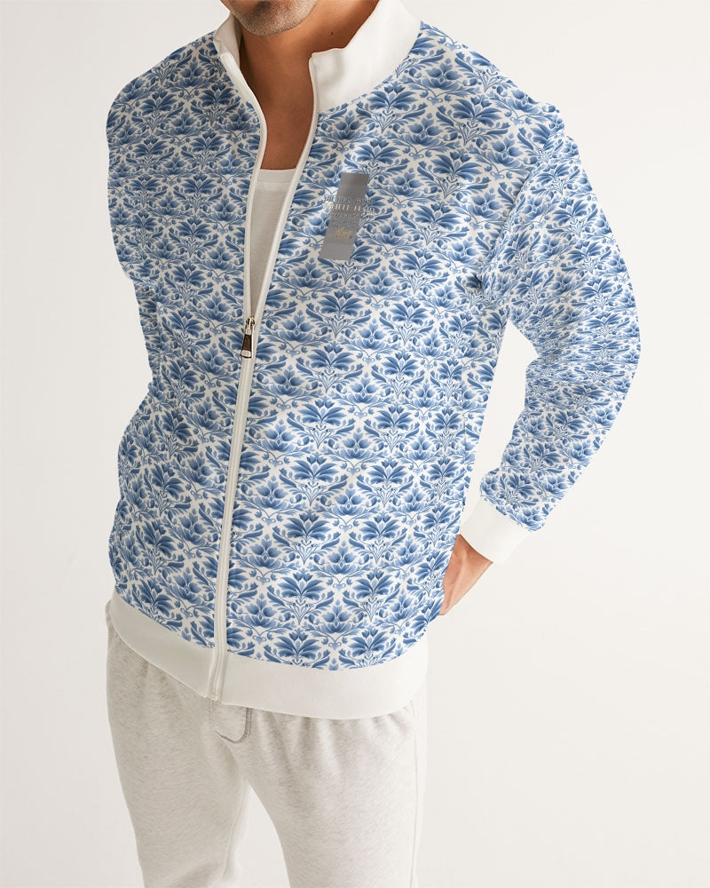 light blue Royal patten  Men's All-Over Print Track Jacket