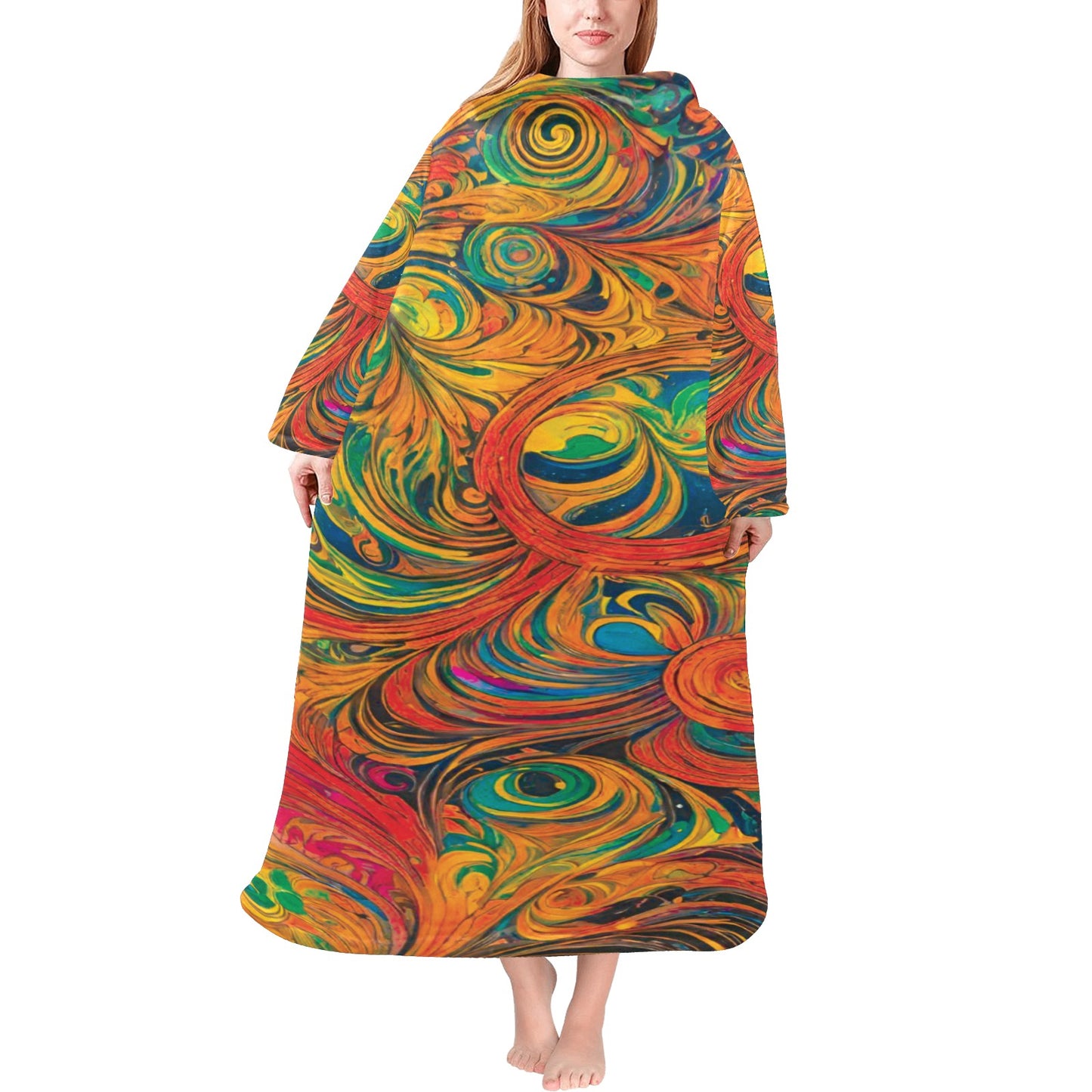 Blanket Robe with Sleeves for Adults