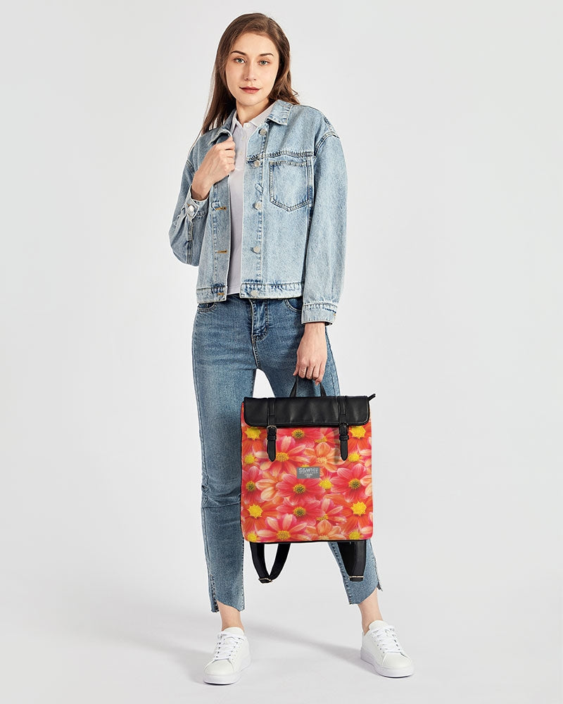 Beautiful blood orange flower design Casual Flap Backpack