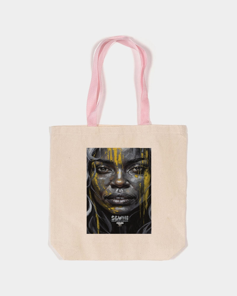 Black Sister Collection [Part 3 ] Canvas Tote with Contrast-Color Handles | Q-Tees