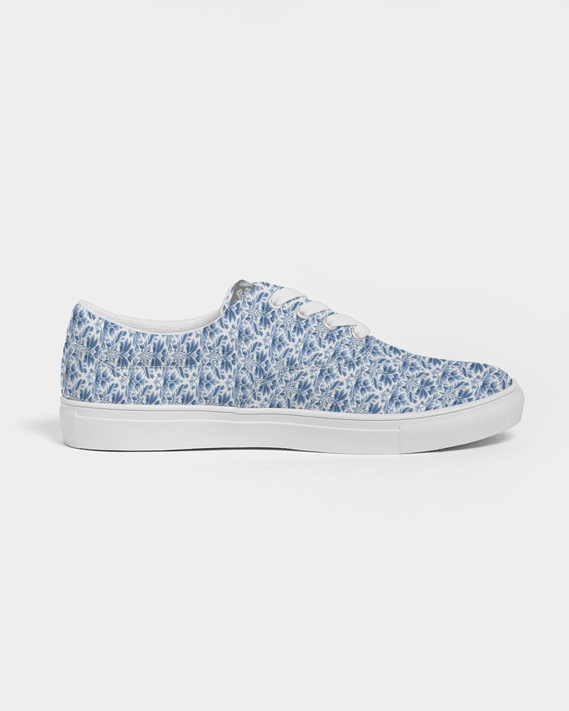 light blue Royal patten  Men's Lace Up Canvas Shoe