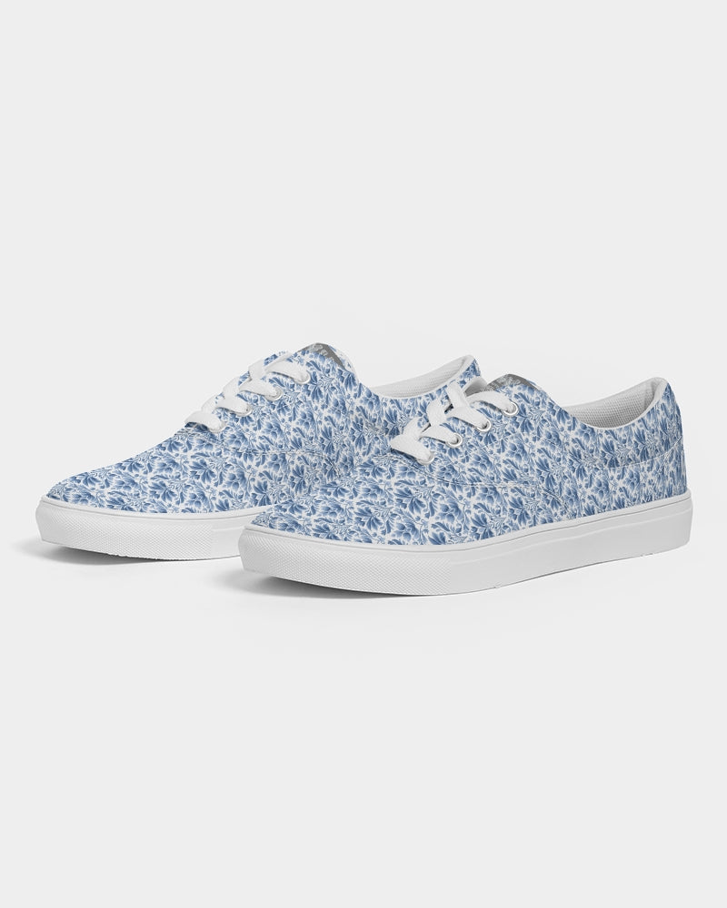 light blue Royal patten  Men's Lace Up Canvas Shoe