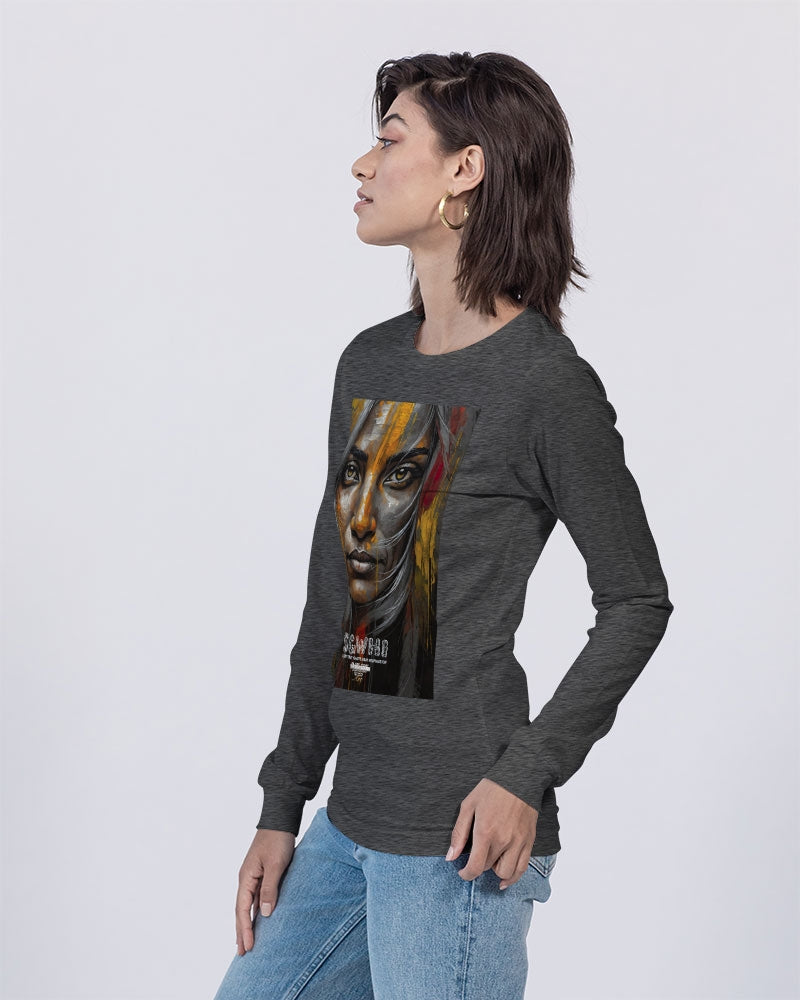 South Asian silver grey white hair sisters portrait  Unisex Jersey Long Sleeve Tee | Bella + Canvas