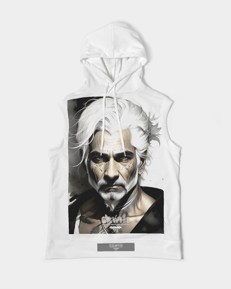 Handsome Silver grey Indian ink Portrait Men's All-Over Print Heavyweight Sleeveless Hoodie