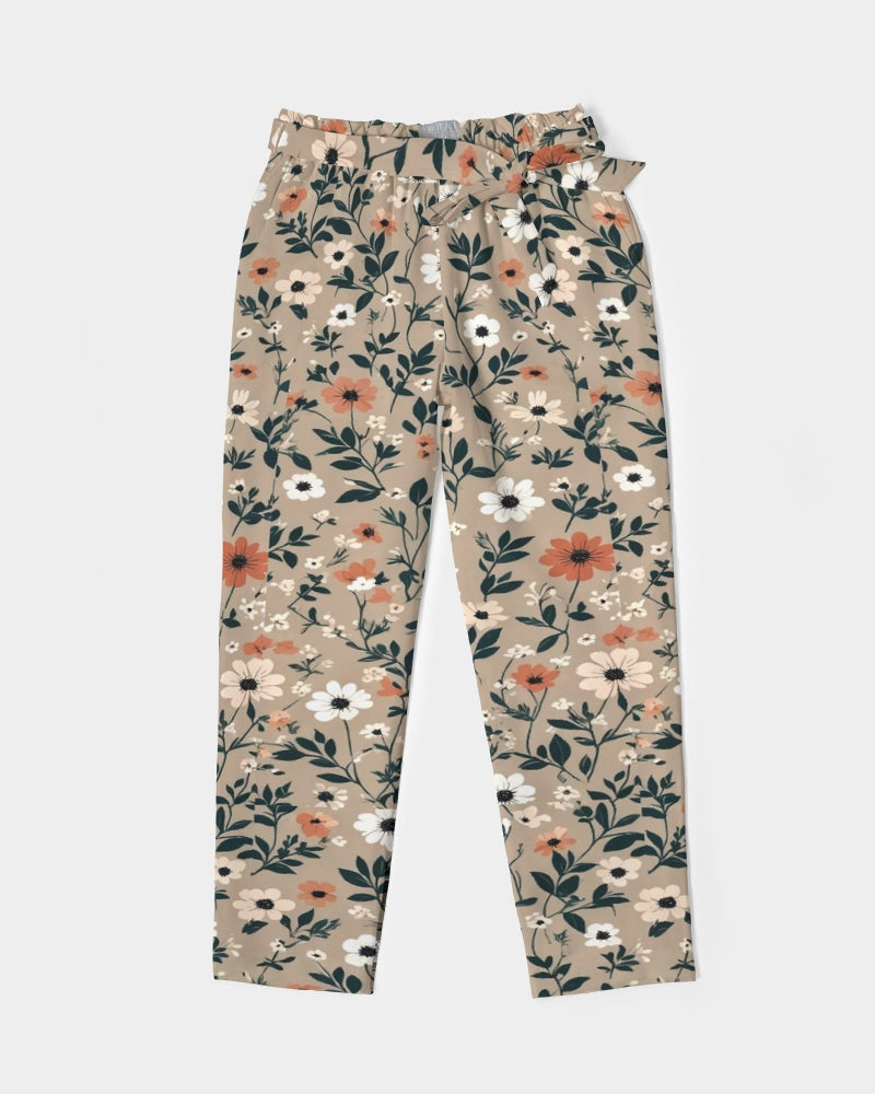 Busy and pretty Women's All-Over Print Belted Tapered Pants