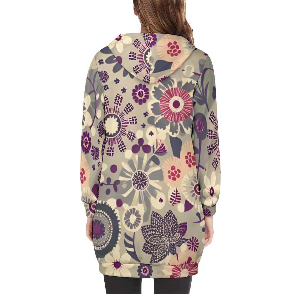 Women's full print long Hoodie