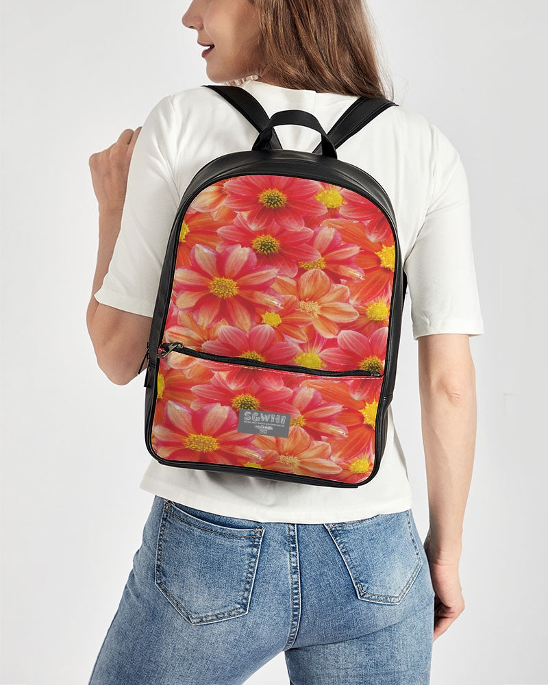 Beautiful blood orange flower design Classic Faux Leather Backpack