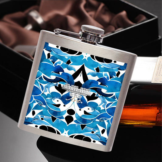 Silver grey white hair inspiration abstract pattern Stainless Steel Hip Flask