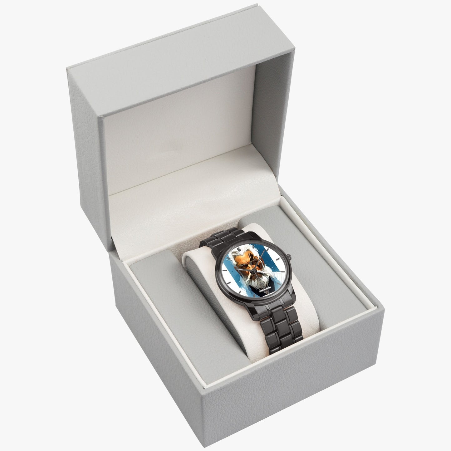 Silver bearded warrior. Folding Clasp Type Stainless Steel Quartz Watch (With Indicators)