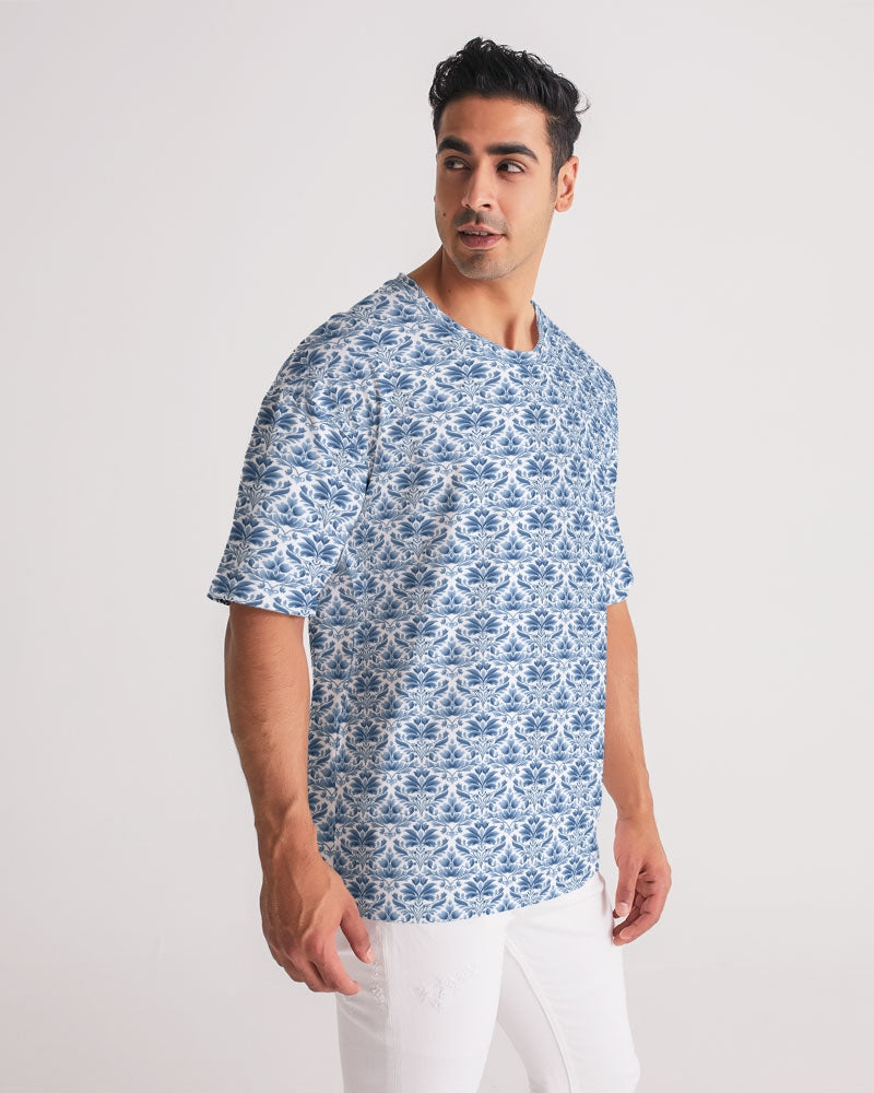 light blue Royal patten  Men's All-Over Print Premium Heavyweight Tee