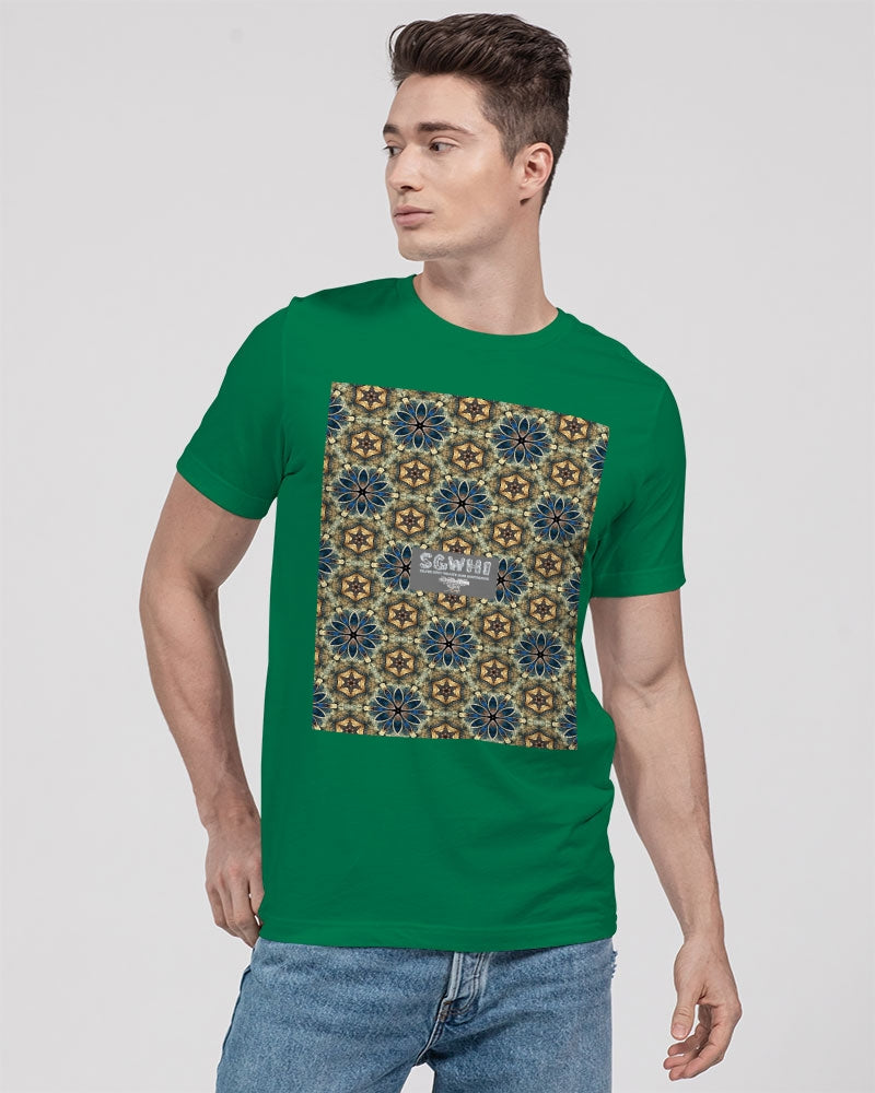 Green & Dark Blue almost star pattern. Unisex Jersey Tee | Bella + Canvas