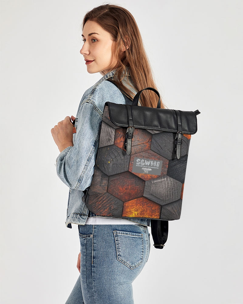 Cool stone hexagon patten 3D Casual Flap Backpack