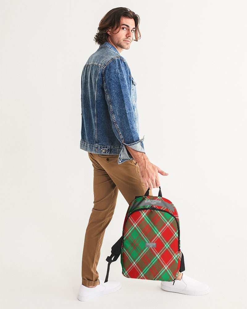 Red & Green cross pattern Large Backpack