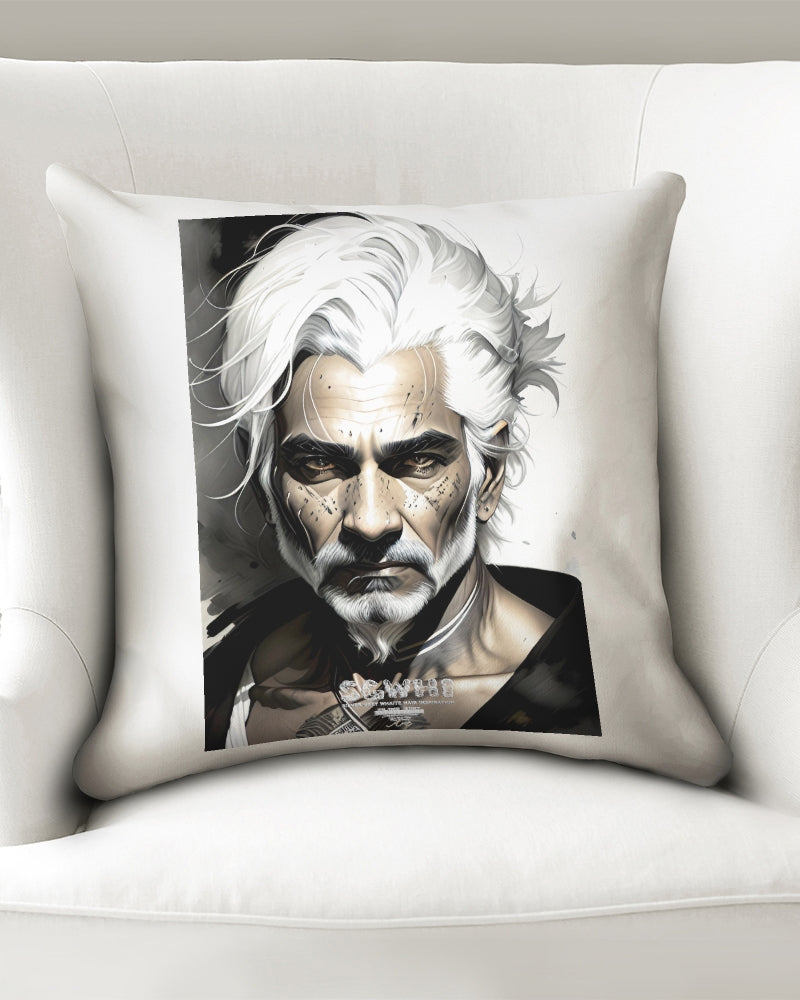 Handsome Silver grey Indian ink Portrait Throw Pillow Case 18"x18"