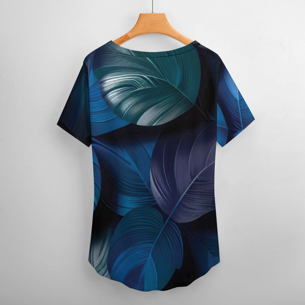 2024 New V Neck Short-sleeve Women Shirt Printed