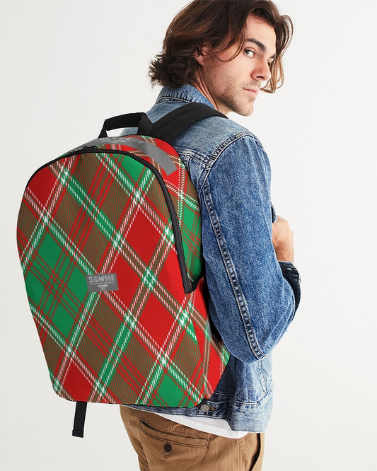 Red & Green cross pattern Large Backpack