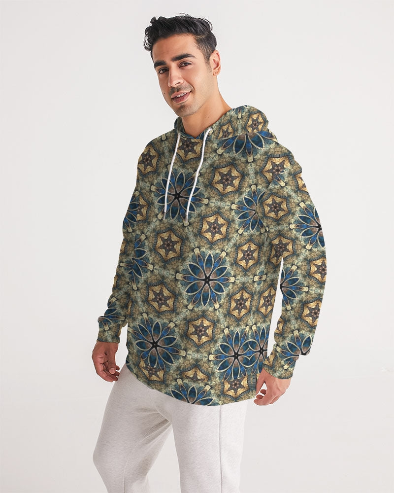 Green & Dark Blue almost star pattern. Men's All-Over Print Hoodie