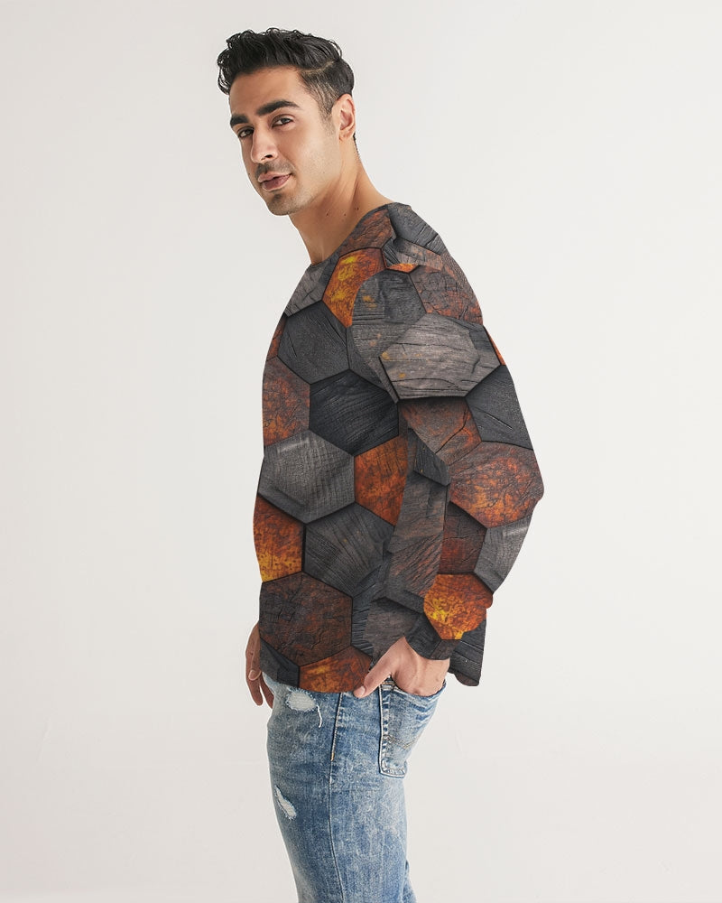 Cool stone hexagon patten 3D Men's All-Over Print Long Sleeve Tee