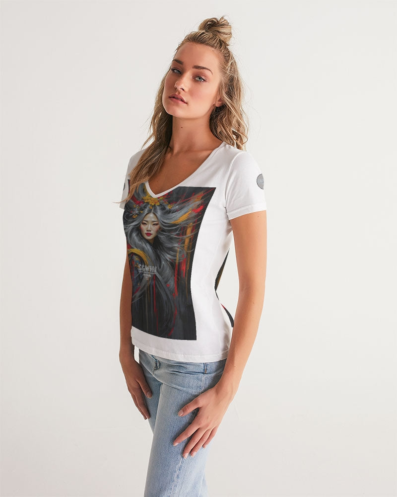 Asian collection [Part 1] Women's All-Over Print V-Neck Tee