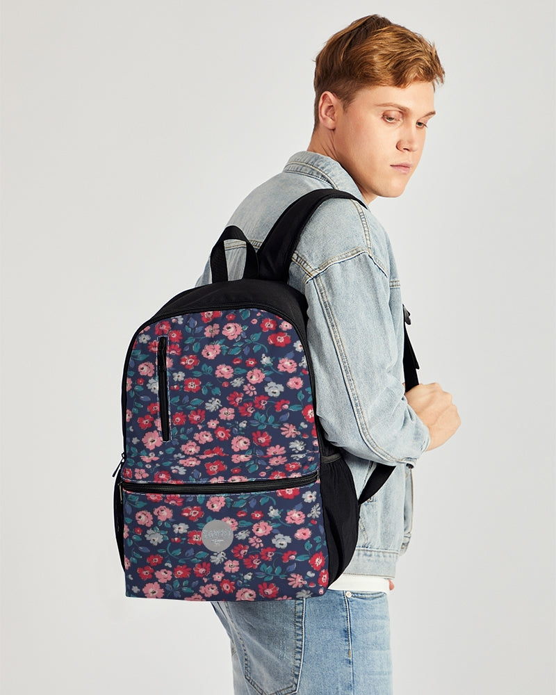 Midnight blue pretty glance.  Duo-Zip Front Canvas Backpack