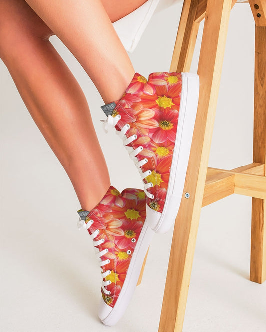 Beautiful blood orange flower design Women's Hightop Canvas Shoe