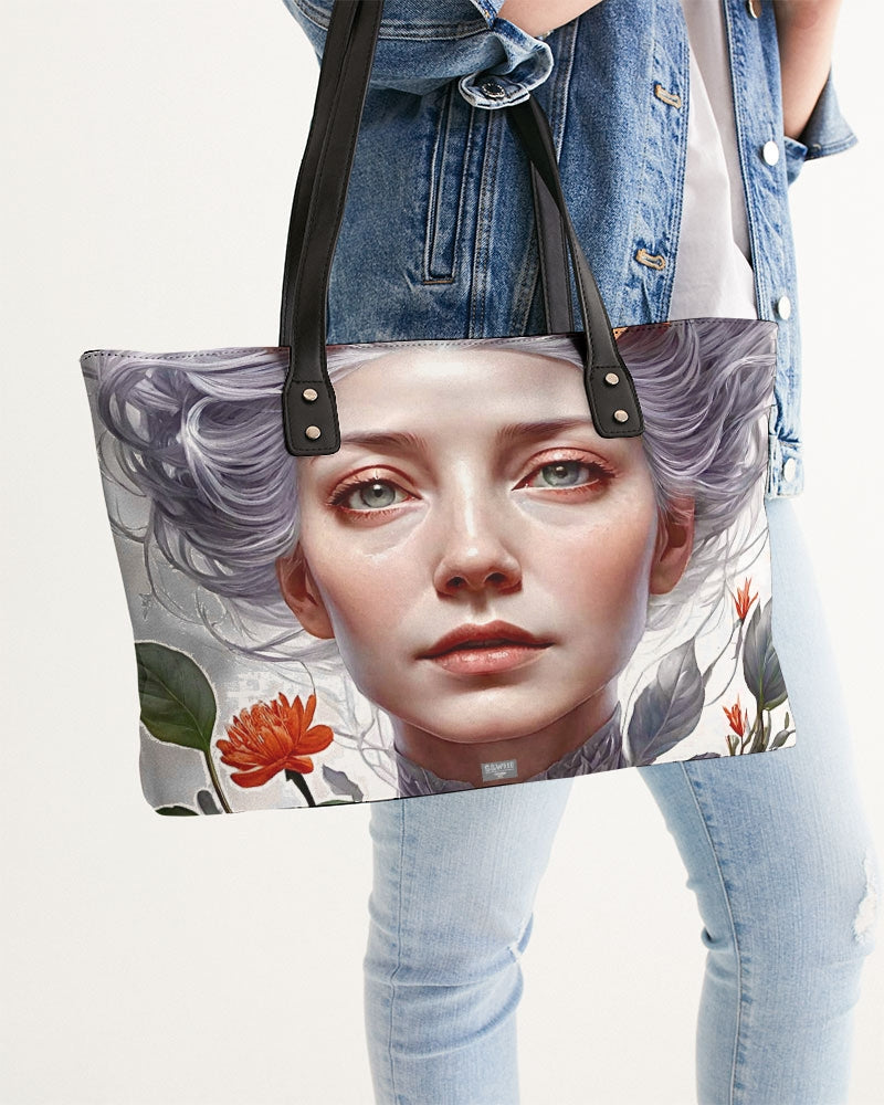 Beautiful white sister grey hair blossom Stylish Tote