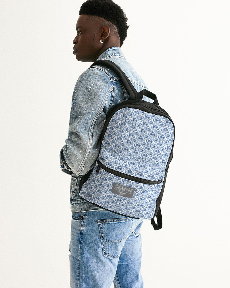 light blue Royal patten  Small Canvas Backpack