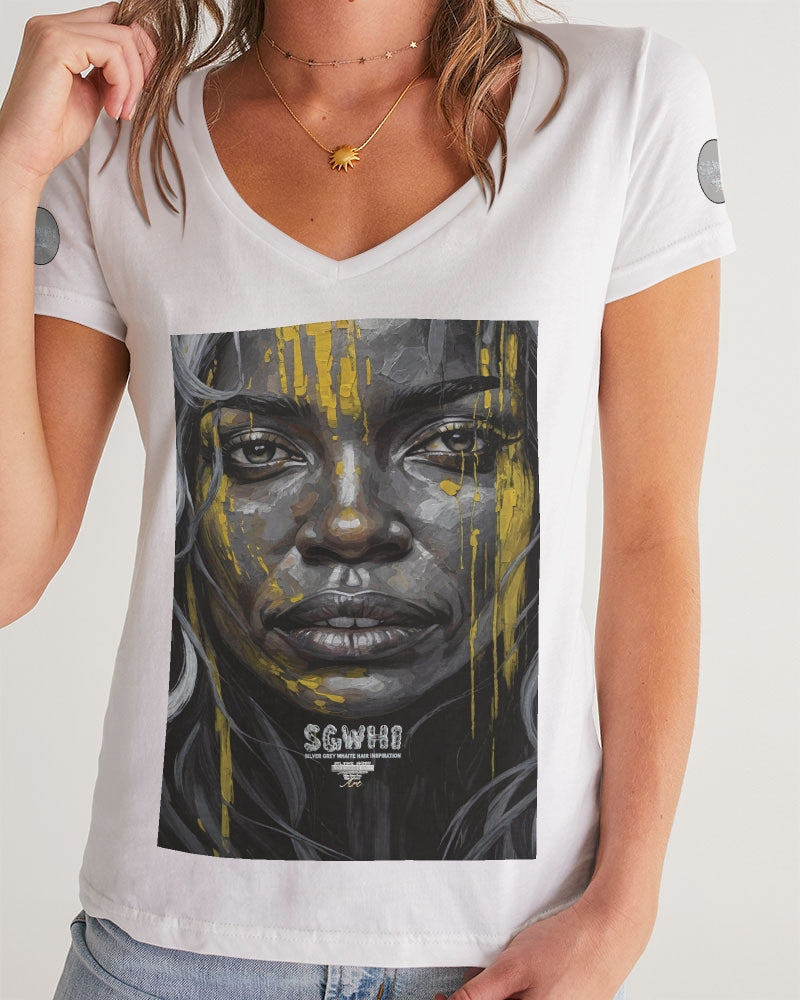 Black Sister Collection [Part 3 ] Women's All-Over Print V-Neck Tee