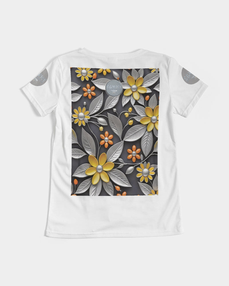 Sweet Silver Yellow Flower Grey Hair sister.[Part three] Women's All-Over Print V-Neck Tee