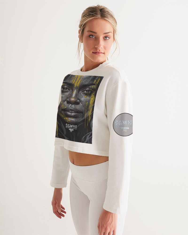 Black Sister Collection [Part 3 ] Women's All-Over Print Cropped Sweatshirt