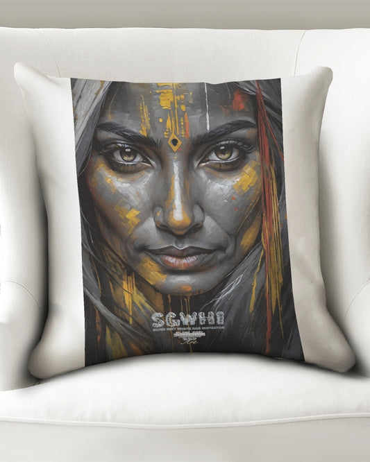 South Asian silver grey white hair sisters portrait [3] Throw Pillow Case 20"x20"