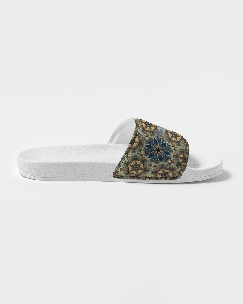 Green & Dark Blue almost star pattern. Men's Slide Sandal