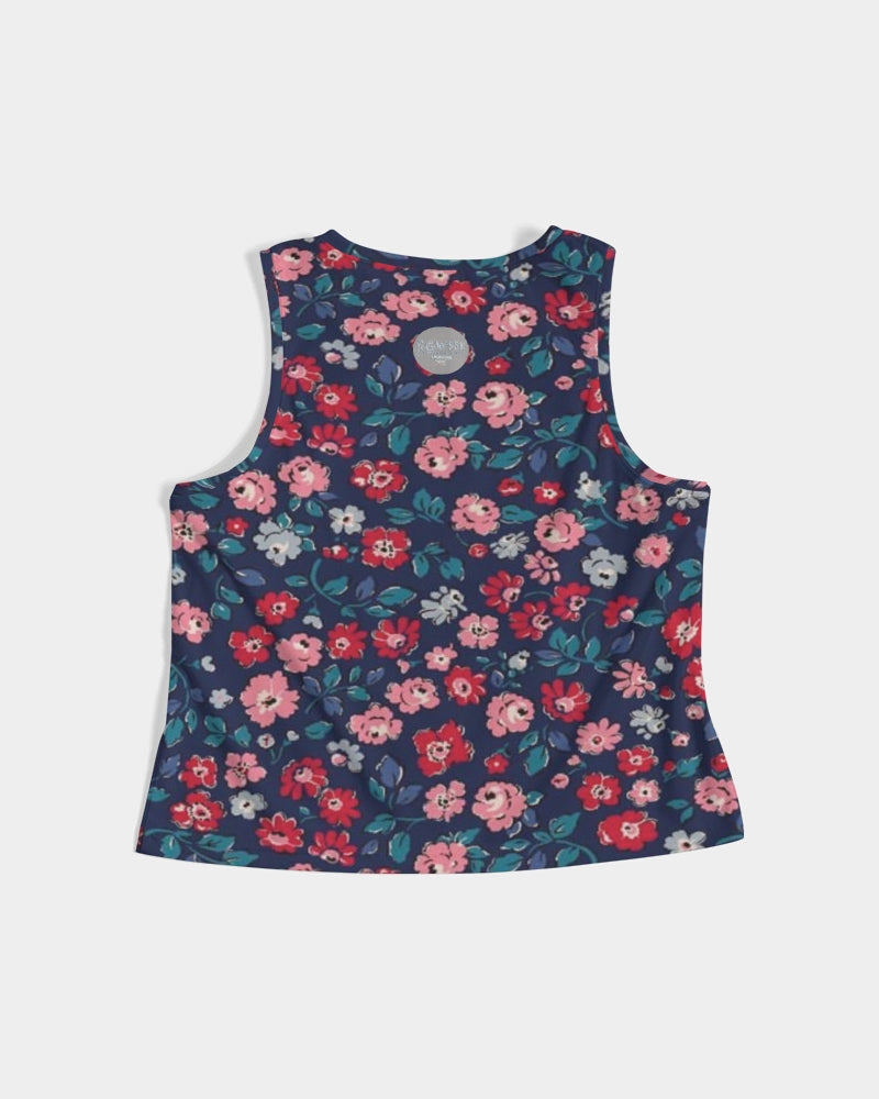 Midnight blue pretty glance.  Women's All-Over Print Cropped Tank